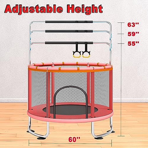 60'' Trampoline for Kids, 5FT Recreational Trampoline, Mini Baby Toddler Small Trampoline, Indoor/Outdoor Kids & Adults Trampoline with Enclosure Net for Boys Girls Christmas Birthday Gifts