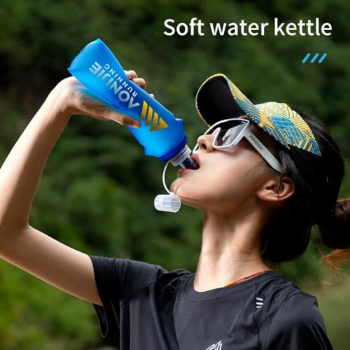 AONIJIE 2Pcs Collapsible Water Bottles, BPA-Free Soft Flask for Hydration Pack Foldable Easy to Carry (2 * 500ml bottle)