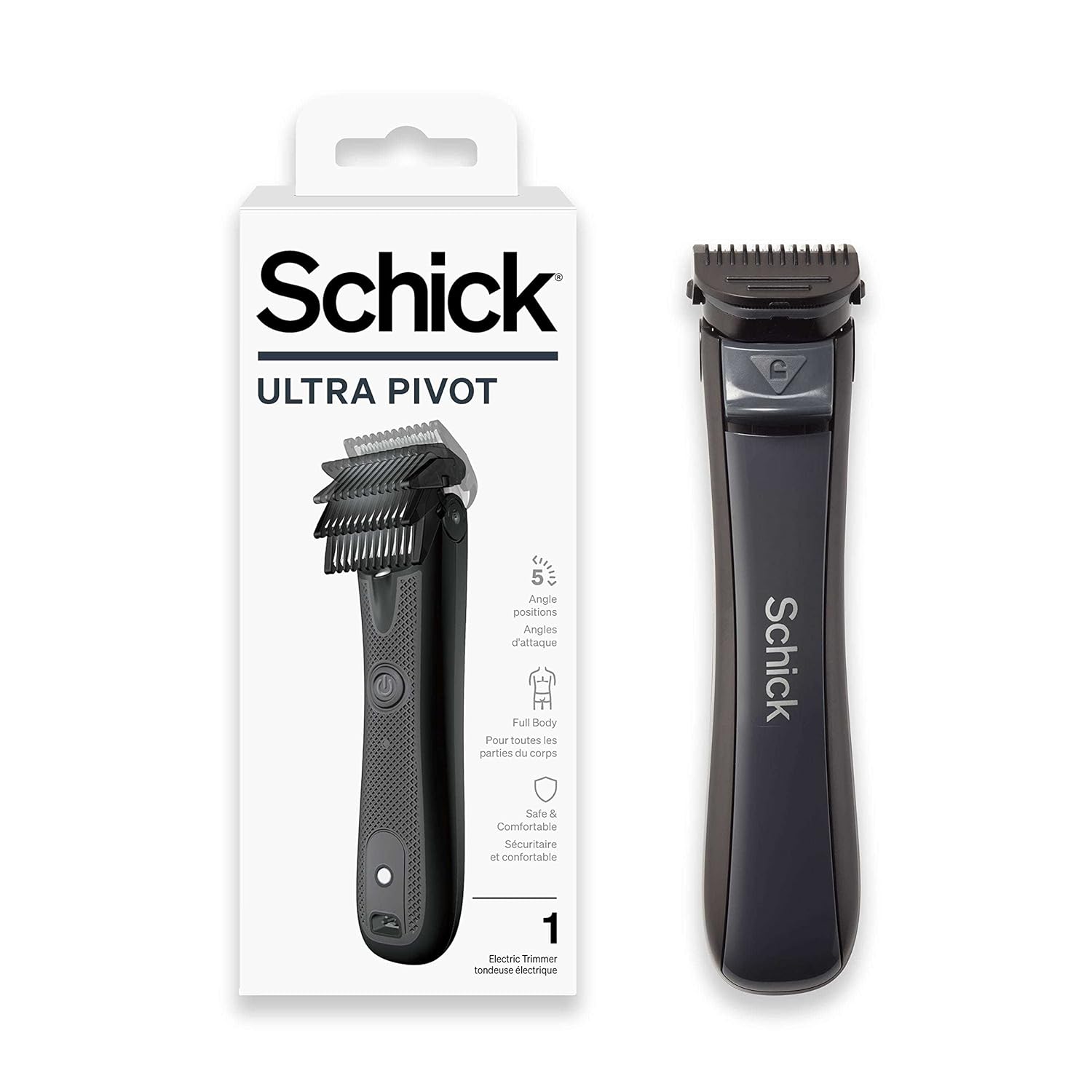 Schick Ultra Pivot Body Trimmer for Men | Manscaping Electric Shaver for Men, Body Hair Trimmer for Men, Pubic Hair Trimmer for Men, Body Groomer for Men