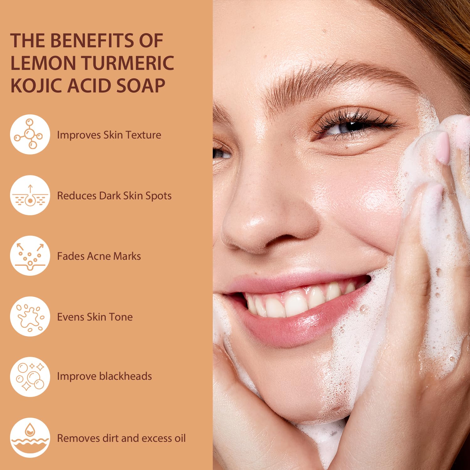 Lemon Turmeric Kojic Acid Soap for Dark Spots, Turmeric Soap Bar For Face and Body Brightening Kojic Acid Soap Lemon Acid Soap For Acne Soap Bar For Cleansing & Exfoliating 200g/7OZ