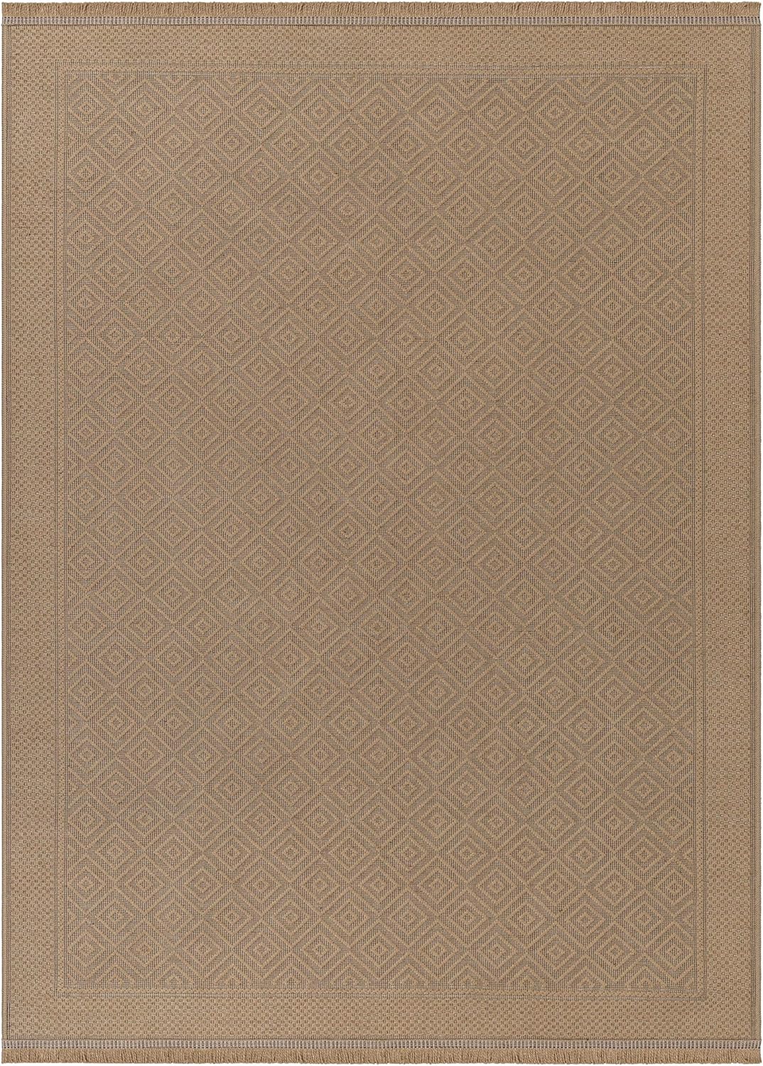 Hauteloom Veata Jute Living Room, Bedroom Machine Washable Area Rug - Traditional, Transitional - Tan, Beige - 27