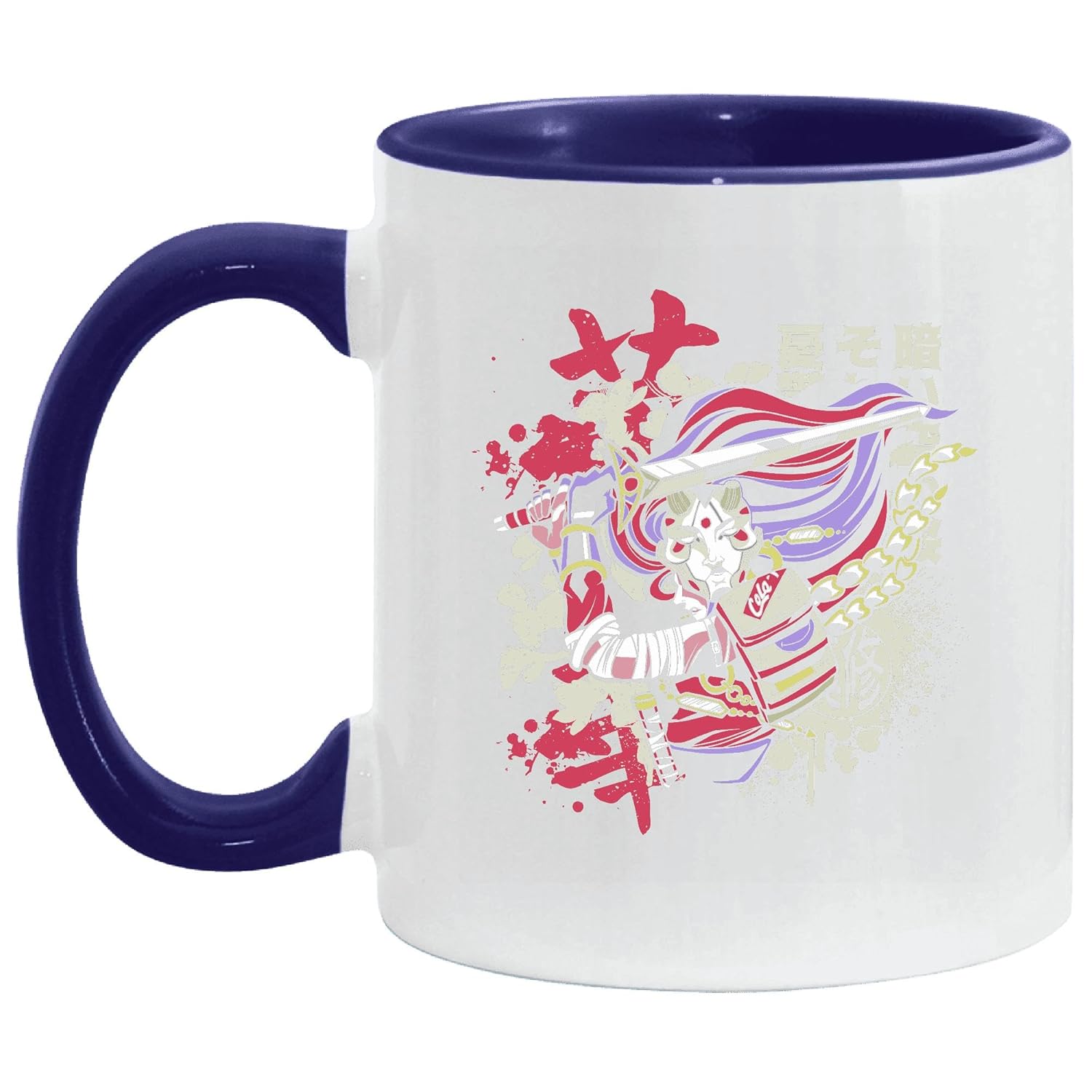 Street Art Style Asian Warrior Gift for Men and Women 11oz 15oz Inner Color Accent Mug