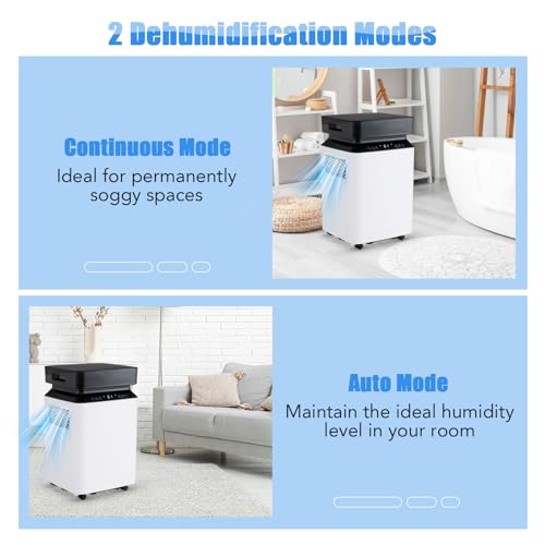ARLIME 70 Pint Dehumidifier for Basement, 4500 Sq. Ft Energy Efficient Dehumidifier for Home w/Continuous & Auto Mode, 2.2 Gallon Large Water Tank, Auto or Manual Drainage & 4 Wheels (70 Pint)