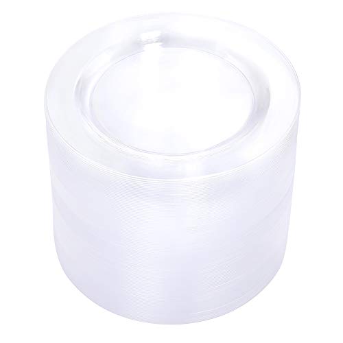 bUCLA 30PCS Clear Plastic Dinner Plates Disposable - 10.25inch Clear Plastic Plates for Party - Heavy Duty Clear Wedding Plates