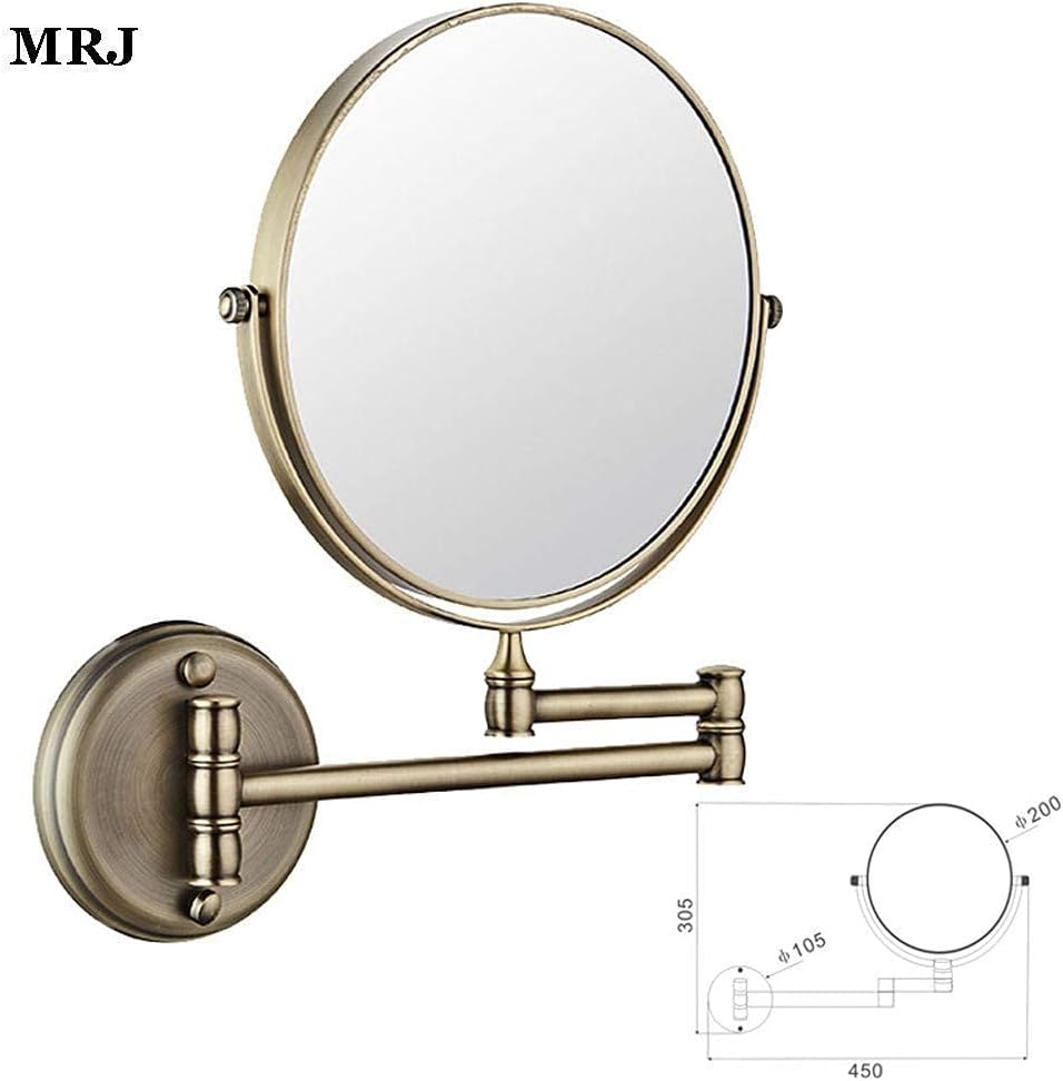 Wall Mirror for Bathroom, Bathroom Mirror Wall Mounted Makeup Mirror 8- inch Two- Sided Swivel Wall Mounted Mirror Extending Folding Bathroom Shaving Cosmetic Make Up Mirror