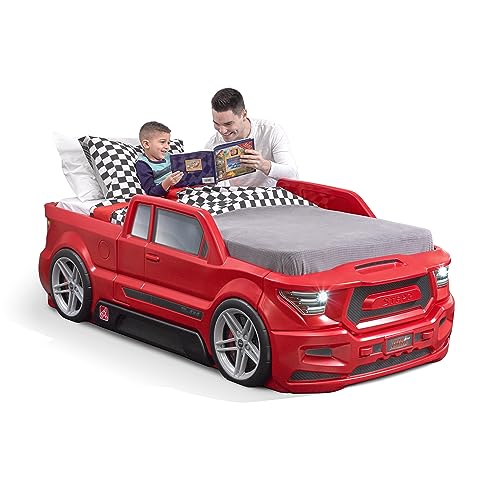 Step2 Roadster Toddler-to-Twin Bed, Crib to Twin Transition Race Car Bed, Adjustable, Ages 3+ Years Old, Easy Assembly, Red