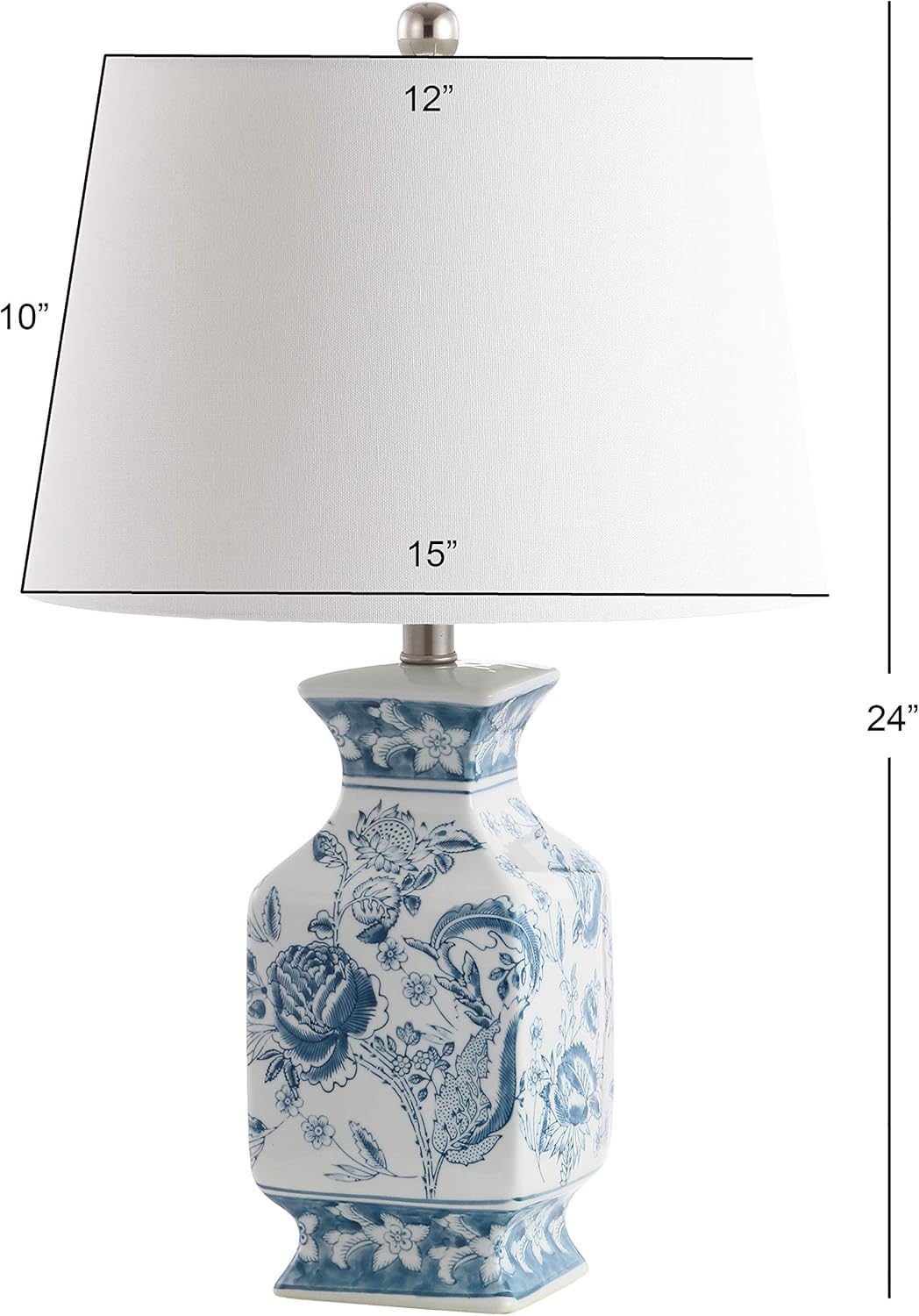 SAFAVIEH Lighting Collection Mayson Blue/ White Chinoiserie 24-inch Bedroom Living Room Home Office Desk Nightstand Table Lamp (LED Bulb Included)