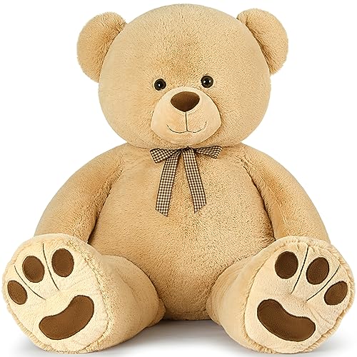 MaoGoLan 55 Inch Giant Teddy Bear Stuffed Animal, Big Stuffed Bear for Baby Shower Life Size Large Teddy Bear for Girlfriend Boyfriend Wife Children（Light Brown）