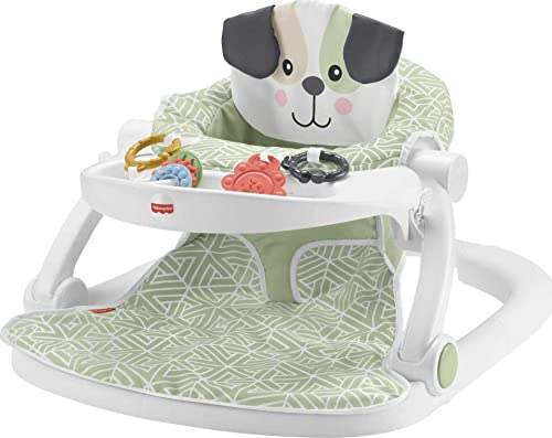 Fisher-Price Portable Baby Chair Sit-Me-Up Floor Seat With Snack Tray And Developmental Toys, Navy Garden