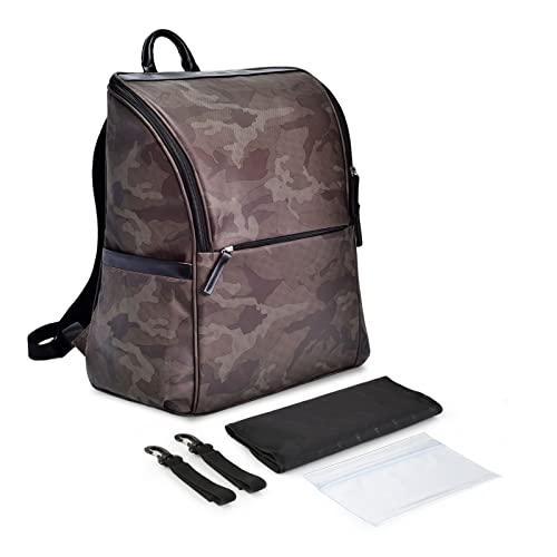 Camo Baby Changing Bag Backpack,Large Capacity Waterproof Travel Diaper Bag Nappy Changing Bag Mommy Bag Multifunctional with Changing Mat & Stroller Straps for Mom & Dad(Black)