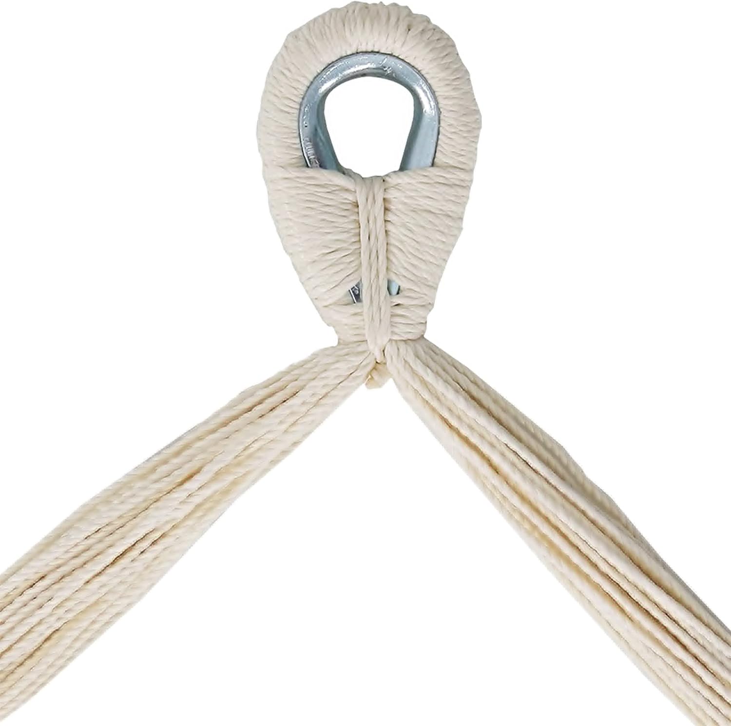 Sunnydaze Cabo-Style Hanging Rope Hammock Chair Swing with Adjustable Stand - 330-Pound Capacity - Black Stand - Cream