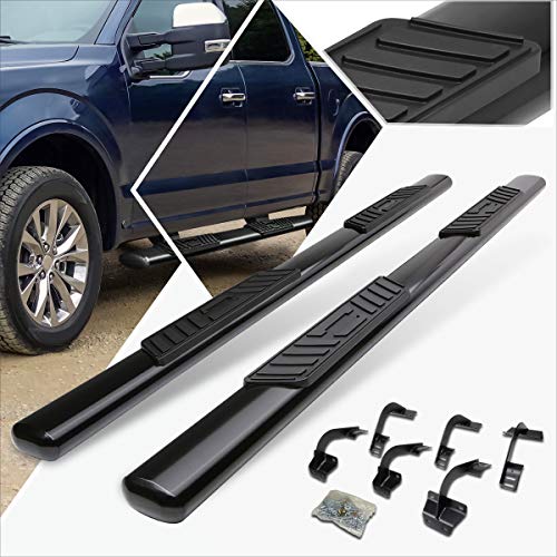 (2Pcs) 5 Inch Black Oval Nerf Step Bars Side Steps Compatible with 15-22 F150-F350 Super Crew Cab