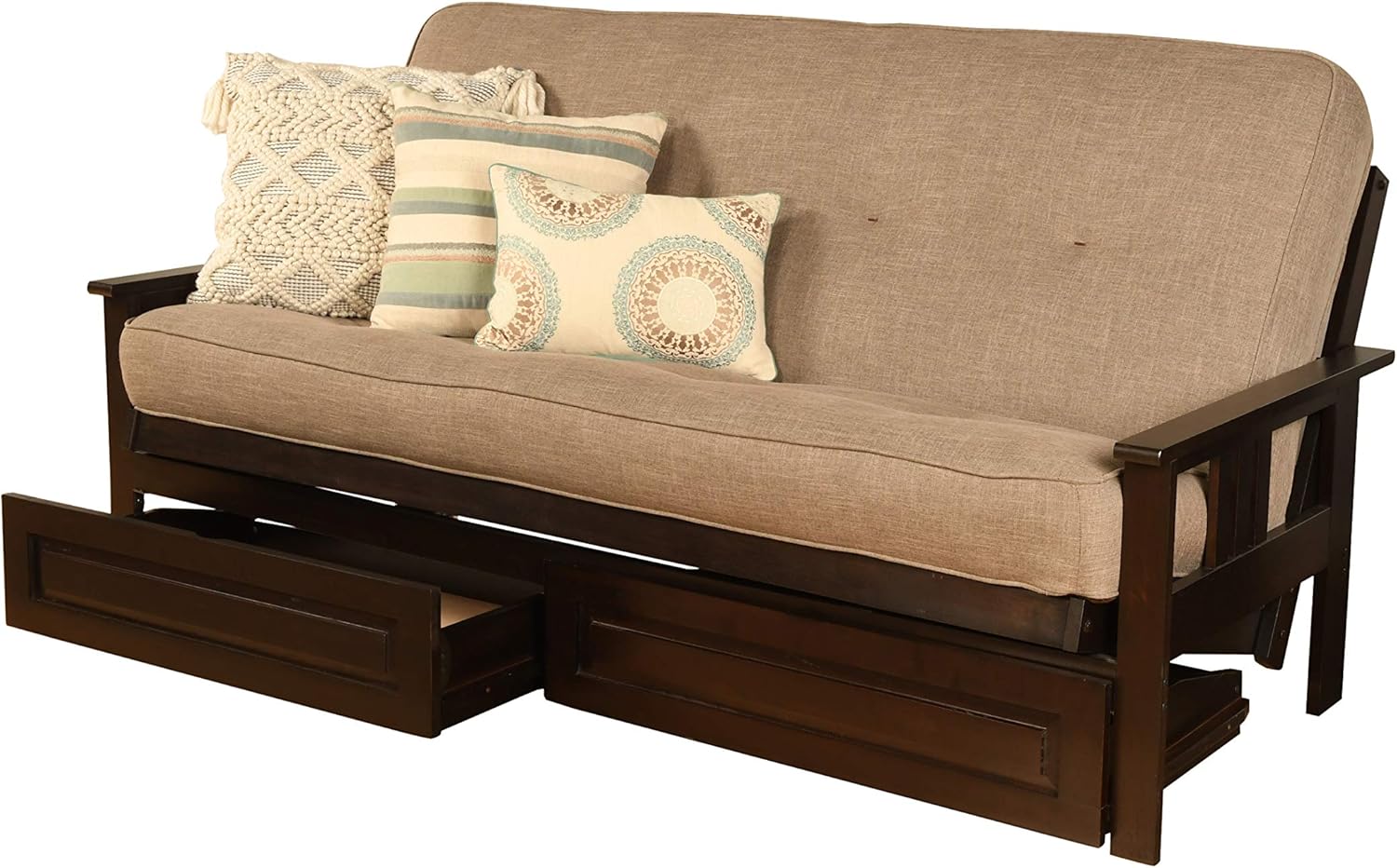 Kodiak Furniture Monterey Full Frame with Linen Fabric Mattress in Espresso/Gray