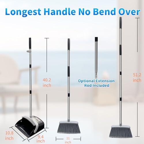 Broom with Dustpan Combo Set Broom and Dustpan Set Dust Pan with 51.2