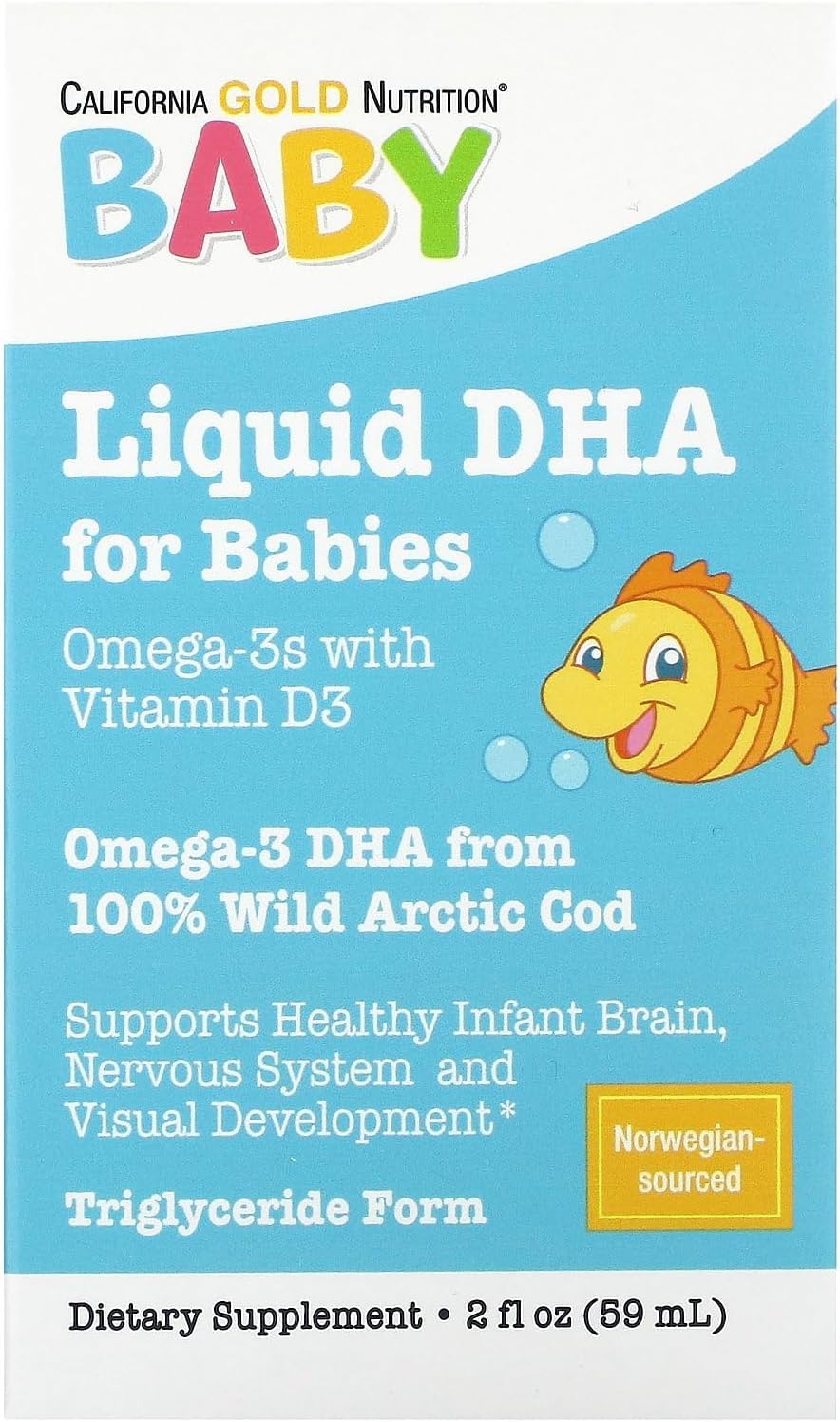 California Gold Nutrition Baby's DHA, Omega-3s with Vitamin D3, 1,050 mg, 2 fl oz (59 ml)