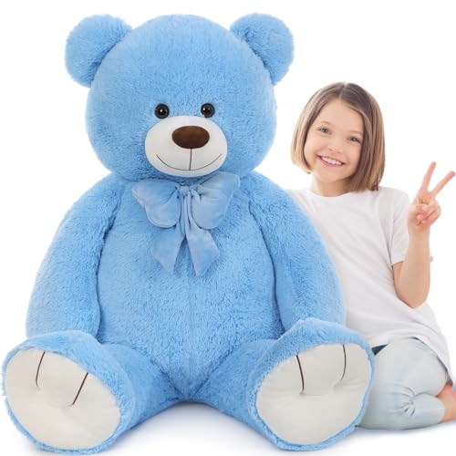 MorisMos Big Teddy Bear 4 ft Stuffed Animal,47in Cuddly Stuffed Brown Bear for Baby Shower Decor,Life Size Giant Teddy for Kids,Adult,Girlfriend,Wife