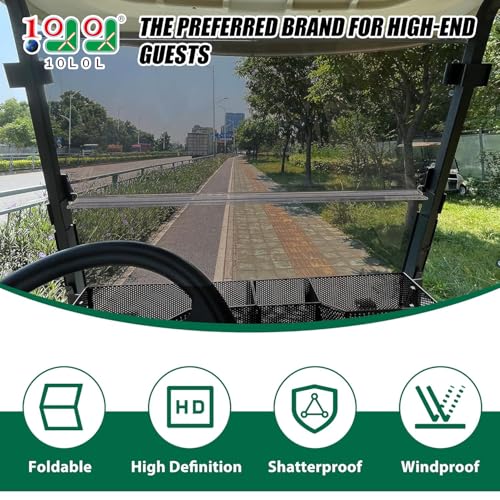 10L0L Golf Cart Windshield HD Shatterproof & Foldable Windproof for Golf Cart Club Car Precedent Since 2004 (Transparent)