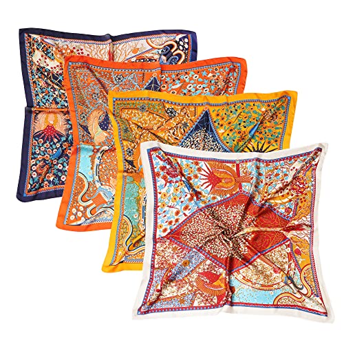 VANLINKER 27.5 Inches Silk Head Scarf for Women Men Vintage Bandanas Satin Hair Scarf Silk Wrap Neck Square Scarves VL9549