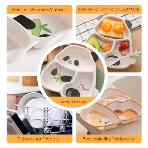 Bear Kids' Dinnerware Set, Melamine Baby Plate with Spoons for Kids, Baby and Toddler Food Plates Feeding Set for Weaning, Durable & Fun Baby Utensils Set