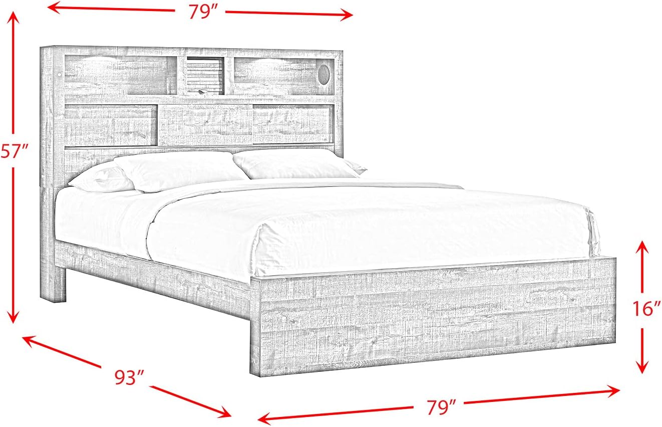 Picket House Furnishings Beckett King Bookcase Panel 6PC Bedroom Set with Bluetooth