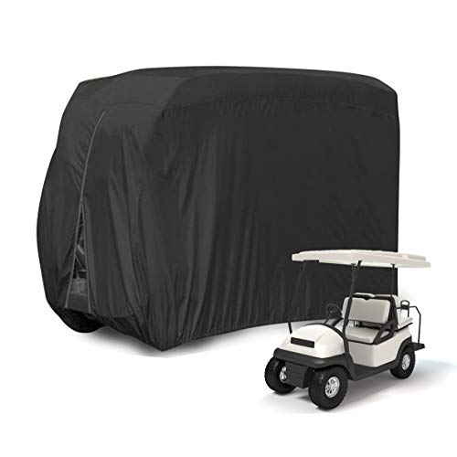 kayme 4 Passenger Golf Cart Cover, Heavy Duty Outdoor Cover for Ez Go Club Car Yamaha Golf Carts, Waterproof Sunproof Dustproof (Up to 112 Inch)