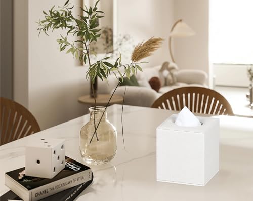 Tissue Box Cover Square Tissue Box Holder for Bathroom (Retro Brown)