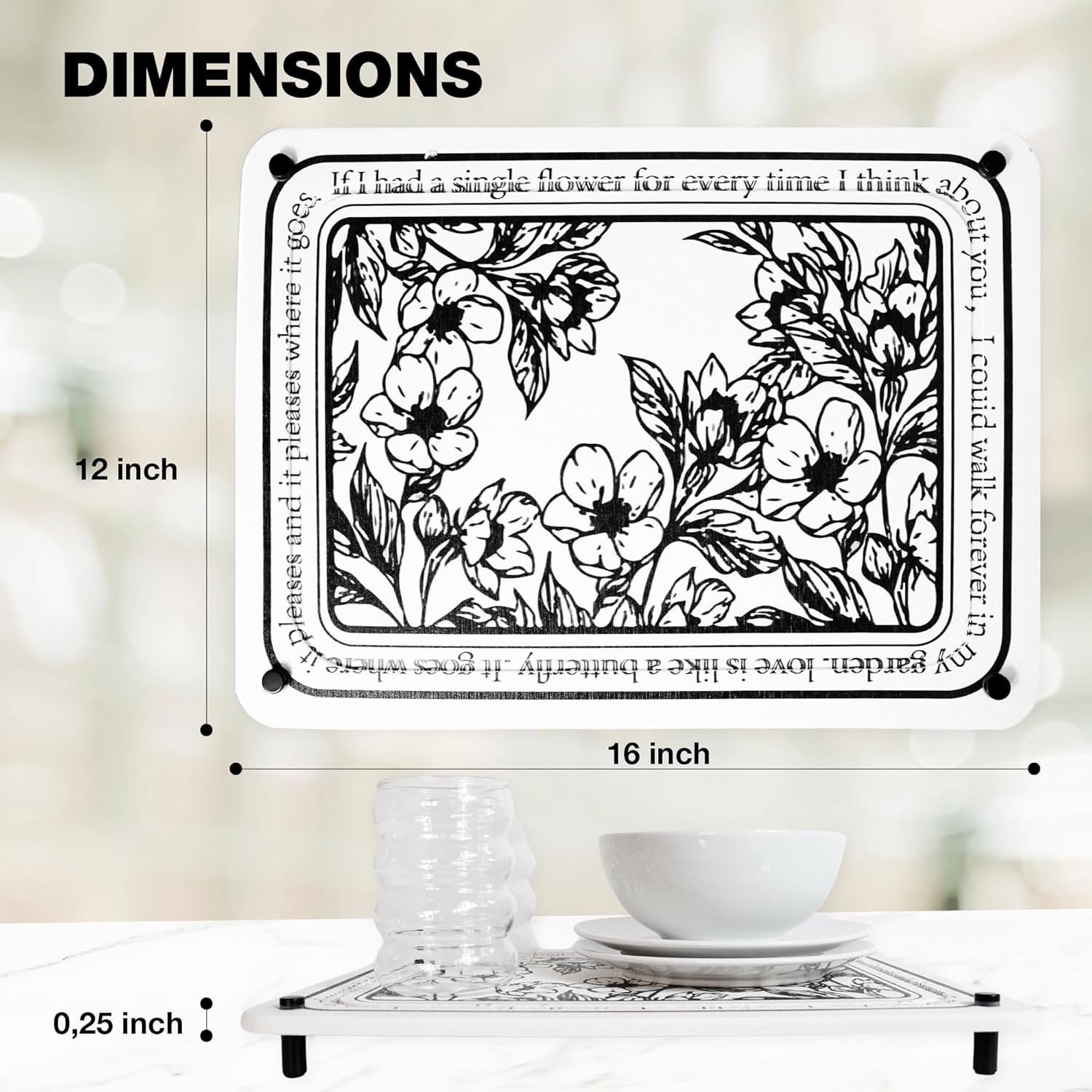 Stone Drying Mat for Kitchen Counter - Stone Dish Drying Mat - Diatomaceous Earth Dish Drying Mat |Non-Slip Base - Water Absorbent - Heat Resistant - Diatomite Material| (Floral Marble 16”x12”)