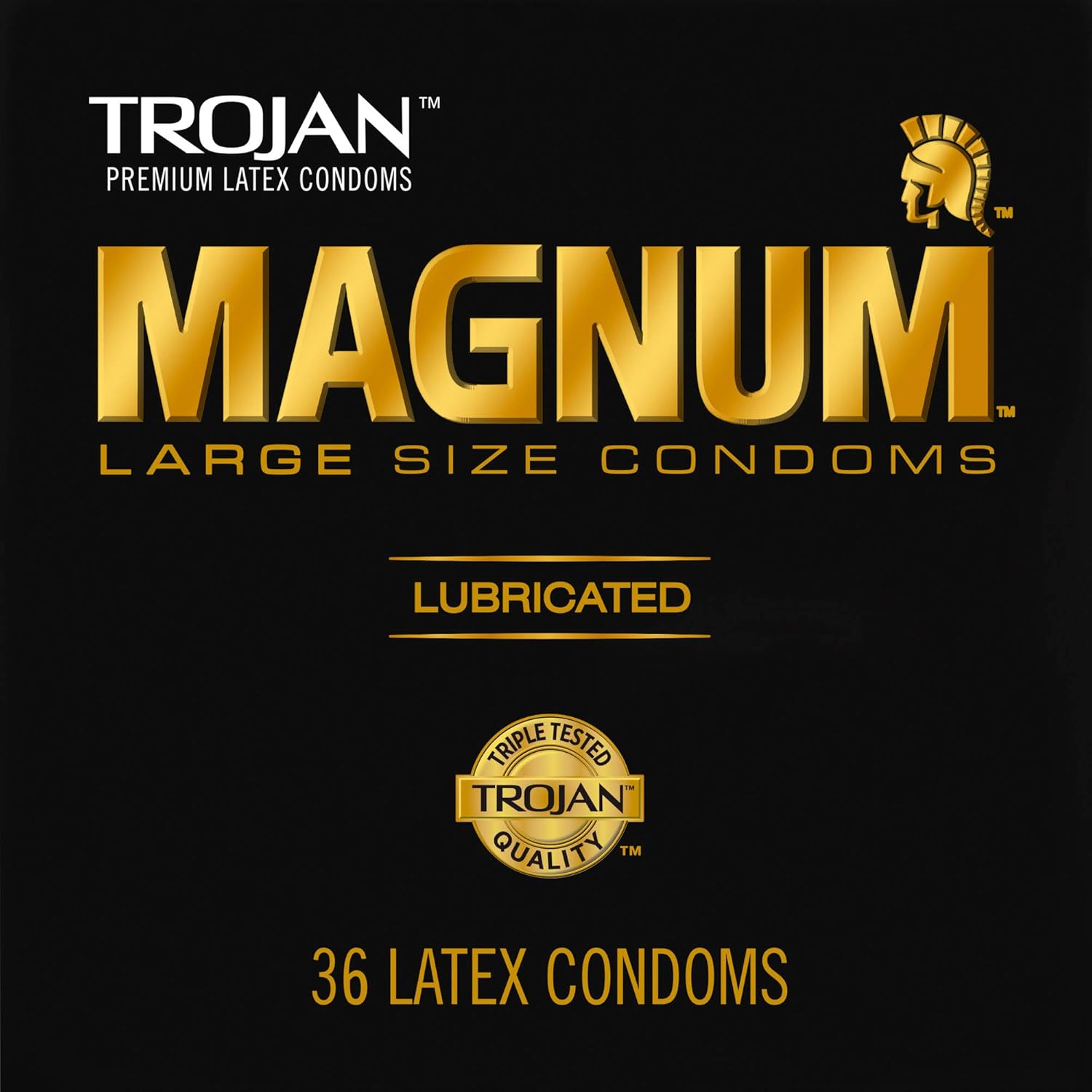 TROJAN Magnum Lubricated Large Condoms, Comfortable and Smooth Lubricated Condoms for Men, America’s Number One Condom, 36 Count Pack & Magnum XL Large Size Lubricated Condoms - 12 Count