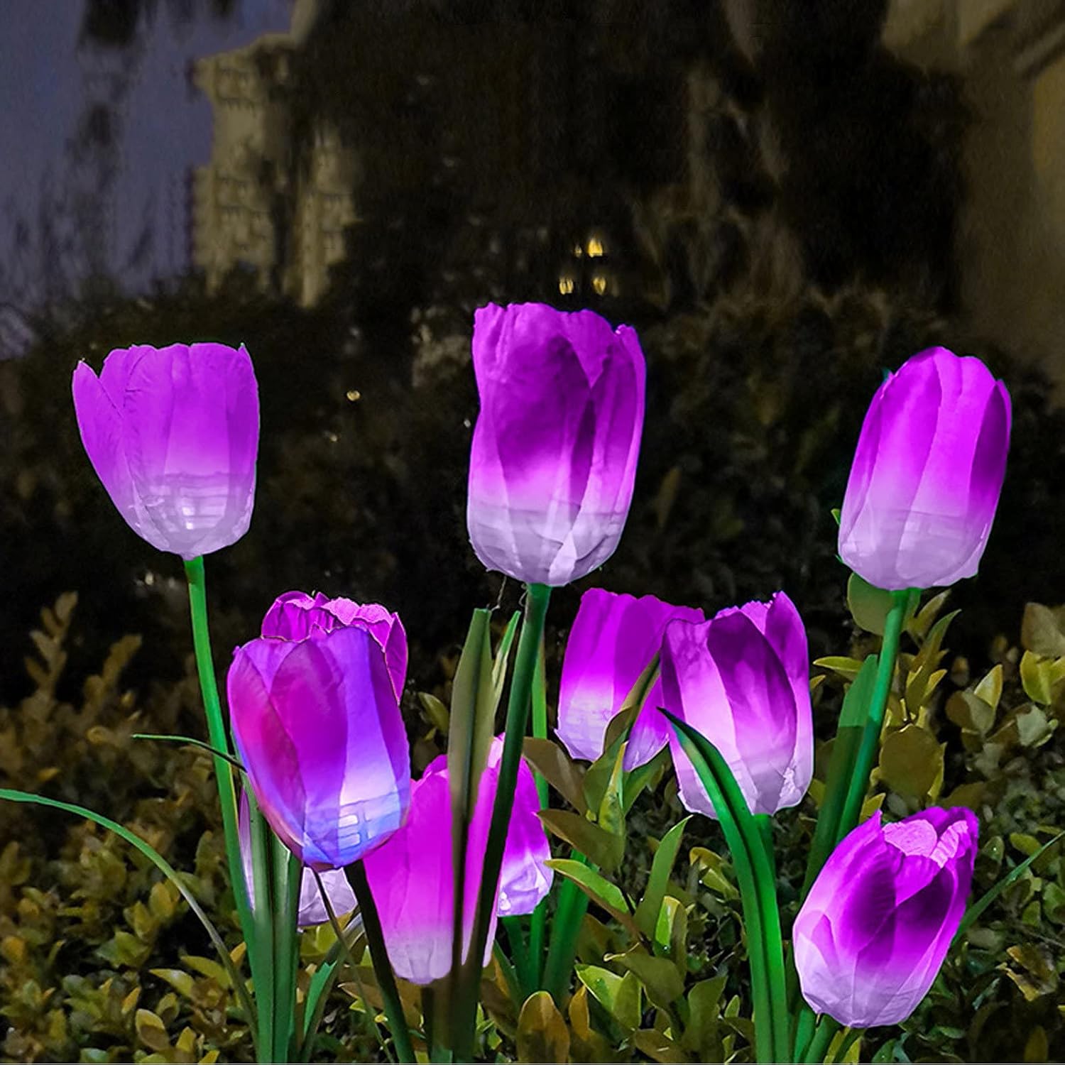 Solar Tulip Lights Outdoor Garden, Flowers Waterproof Solar Powered Stake Lights LED Decorative Landscape Lights for Garden, Patio, Yard, Lawn, Pathway, Backyard Decoration, Purple