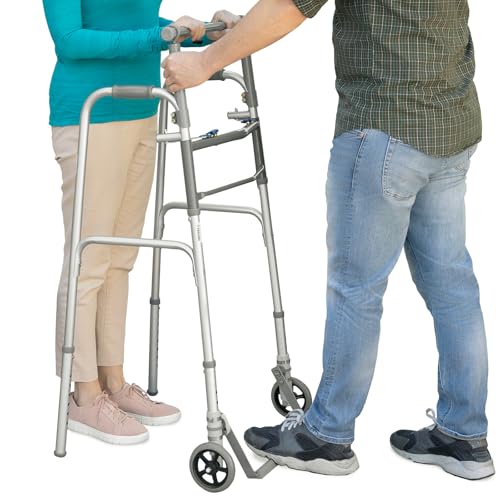 Vive Sit to Stand Walker - Rolling Stand Assist Walker for Seniors & Adults - Lightweight, Folding, Front 5