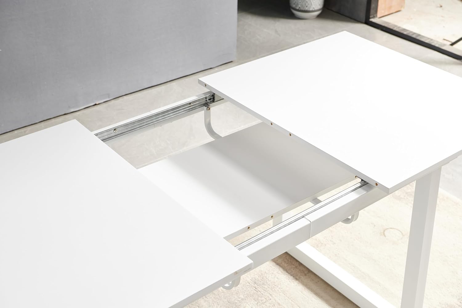 1+4, 5-Piece Dining Set, Mid-Century Brown Dining Table with Metal Legs and MDF Top, Seats 4-6 People