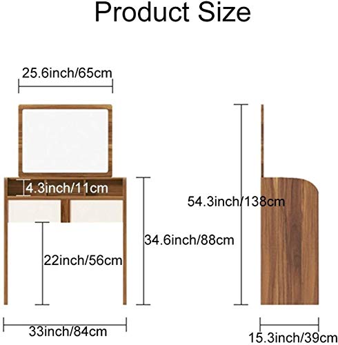Large Vanity Luxury Makeup Vanity Desk Gift, Modern Dressing Table Bedroom Multifunction for Bedroom Modern Furniture 33x15.3x34.6in(Wood Color)