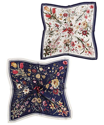 Genovega 2 Packs Luxury Satin Silk Feeling Hair Scarf, Bandana Scarf, Neckerchief For Women