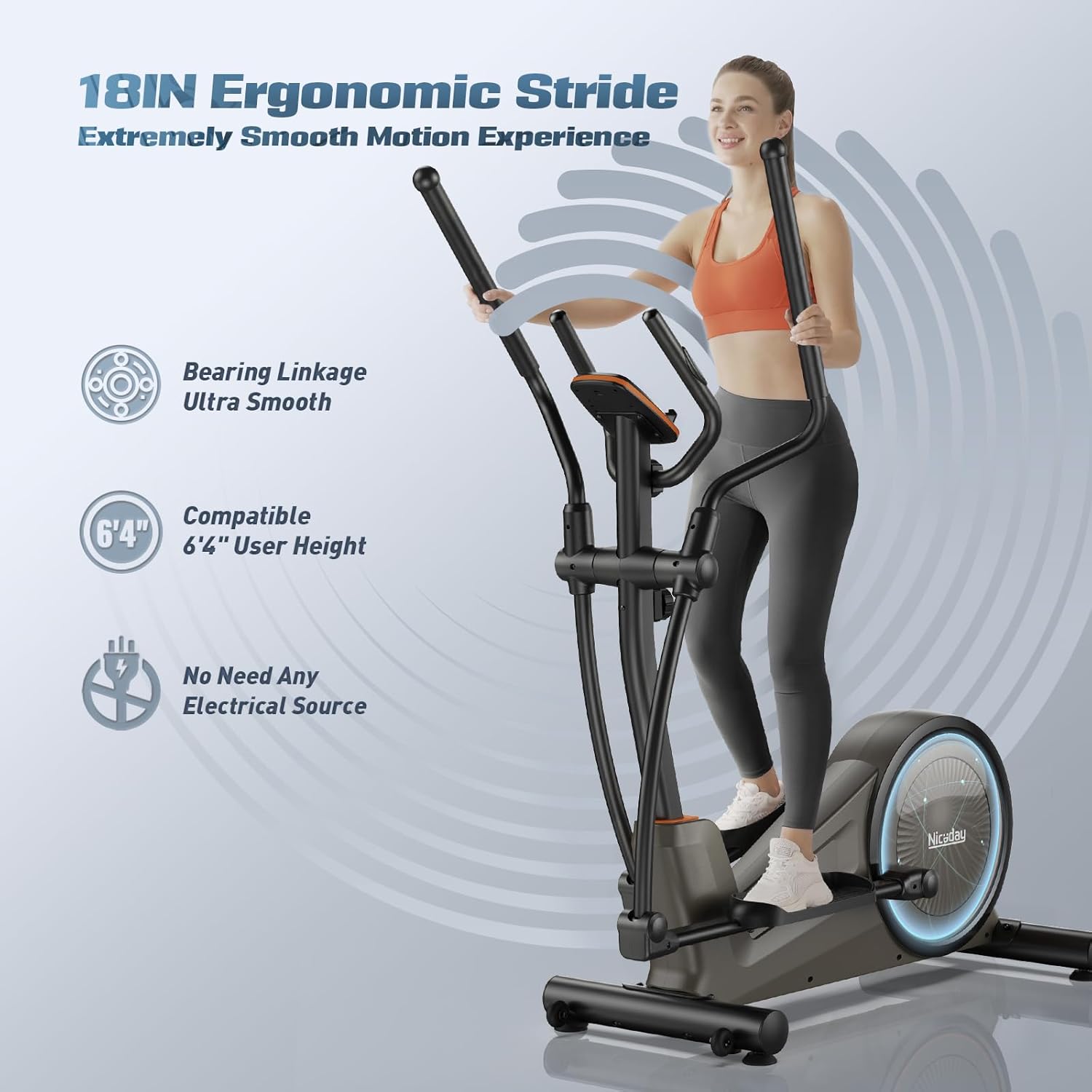 Niceday Recumbent Exercise Bike & Elliptical Machine, 16 Resistance Levels and 400LB Weight Limit