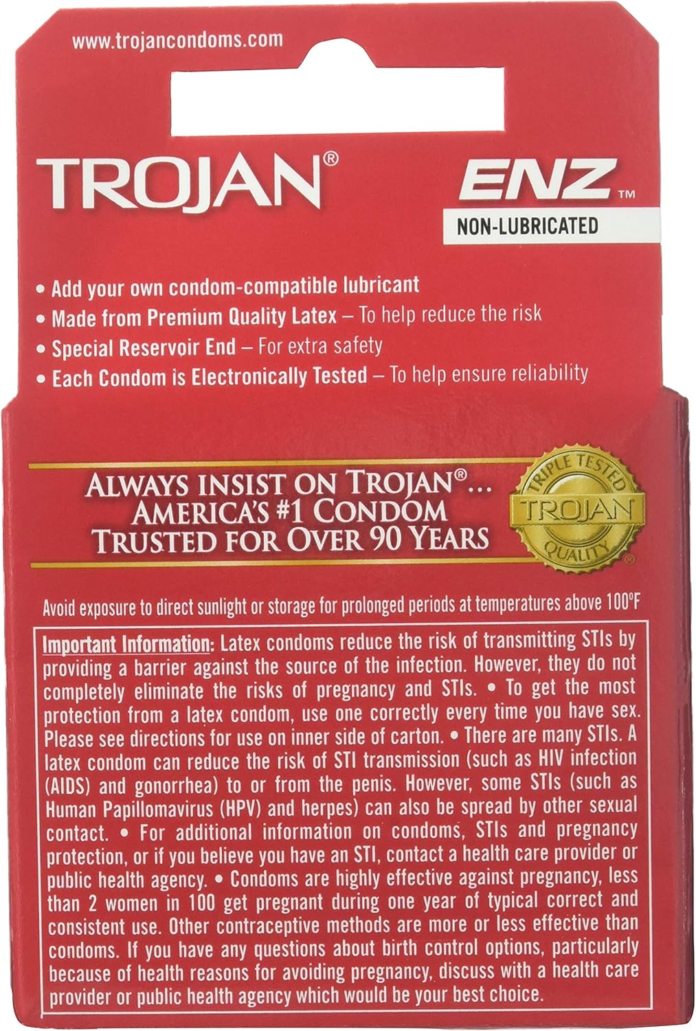 Trojan Condoms Non-Lubricated Latex - 3 ct, Pack of 5