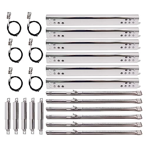 Criditpid Grill Replacement Parts for Charbroil 5 Burner 463347518, 463347519, Charbroil 4 Burner 463347017, 463342119, 463376017, 463377319. Heat Plates, Burners, Crossover Tubes and Ignitors.