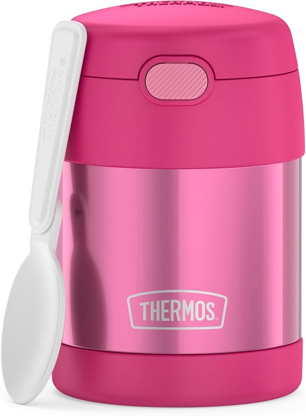THERMOS FUNTAINER Insulated Food Jar – 10 Ounce, Pink – Kid Friendly Thermos Food Jar with Foldable Spoon