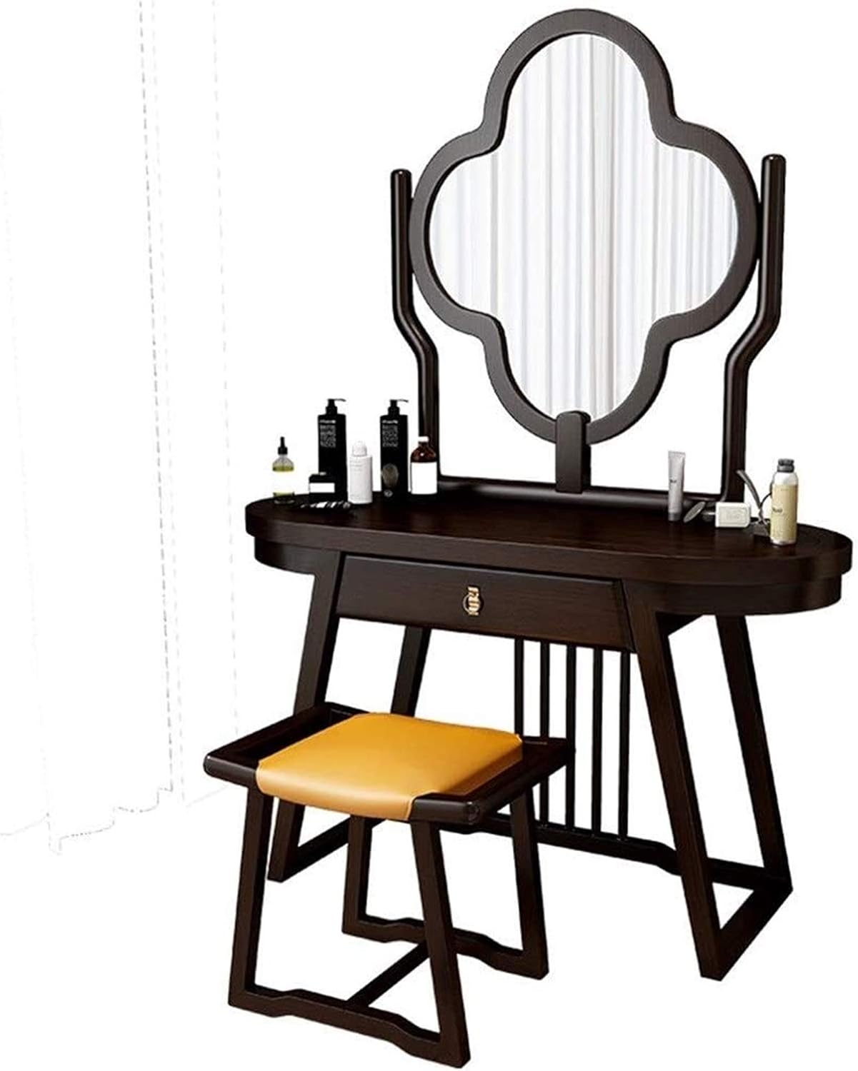 Luxury Dressing Vanity Table w/Stool for Bedroom, Dresser Table All Solid Wood New Chinese Master Bedroom Dressing Table Nordic Bedroom Simple