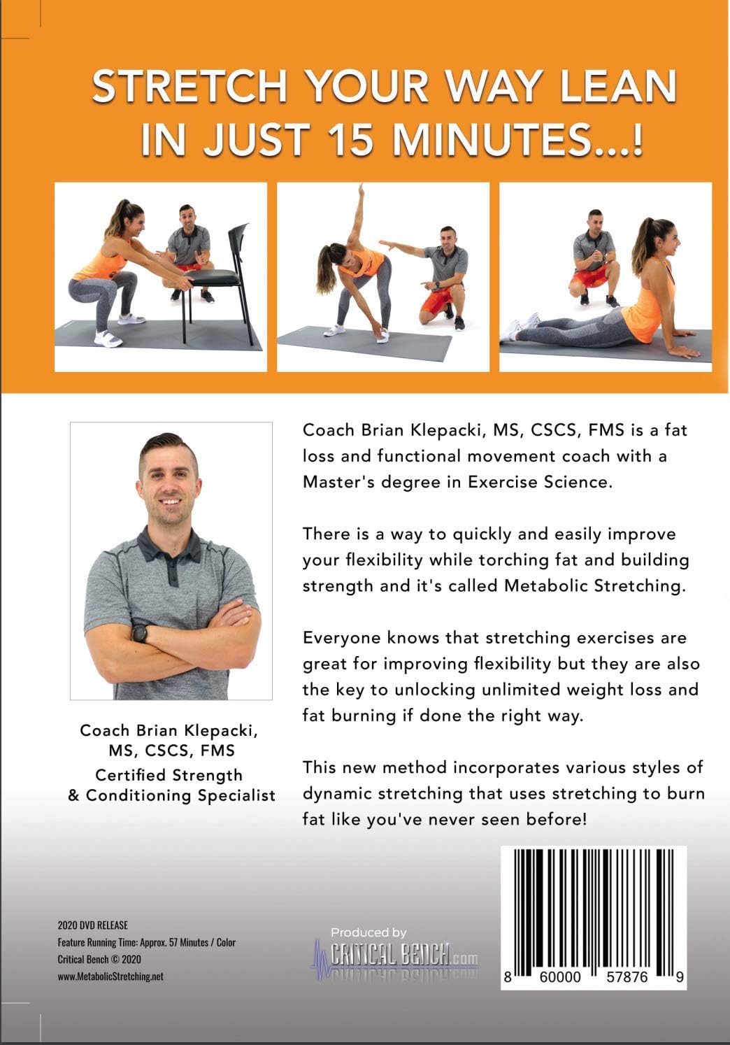 CRITICAL BENCH Metabolic Stretching Workout DVD - Improve Flexibility, Increase Mobility, and Burn Body Fat with Dynamic, Low Impact, At Home Exercises