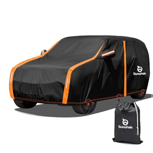 Car Cover for Jeep Wrangler 4 Door Waterproof Car Cover with Driver Door Zipper - All Weather Protection Outdoor Car Cover Snow Sun Rain Hail Fits 1992-2023 Jeep JK JL CJ YJ TJ