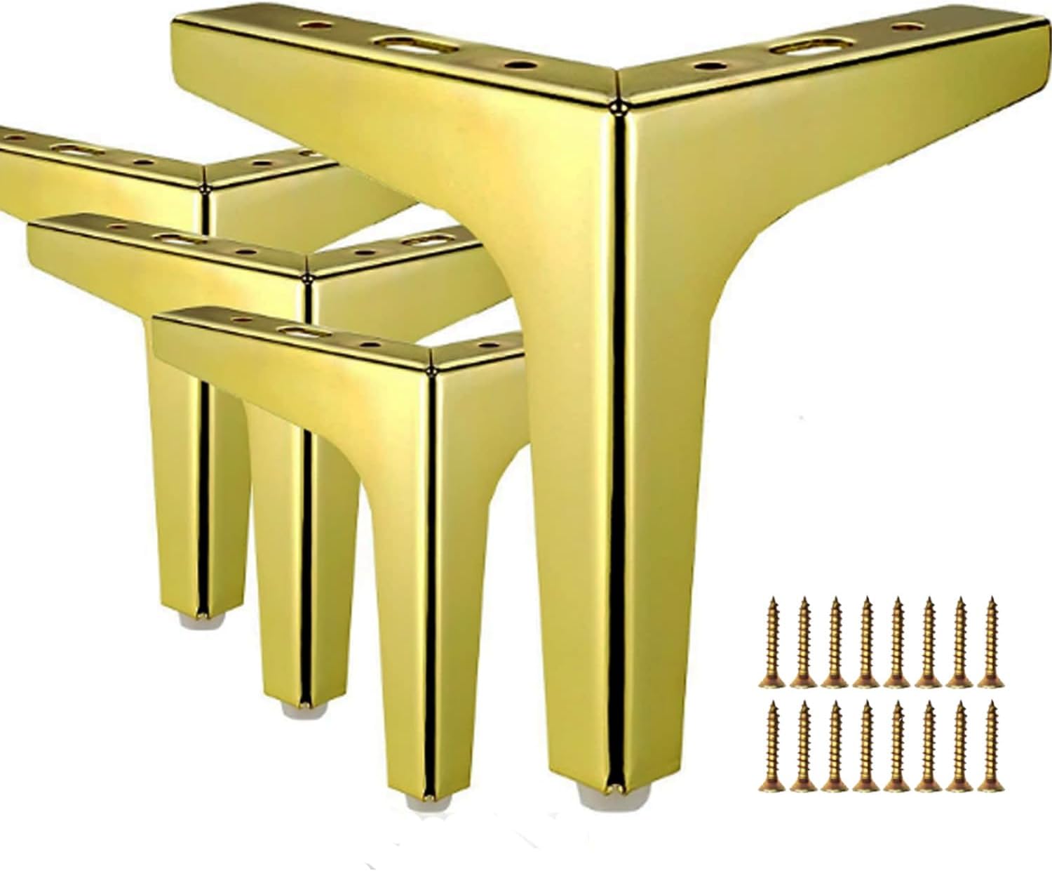 7 Inch Furniture Legs Modern Metal Cabinet Legs Set of 4, Furniture Feet Sofa Legs Dresser Legs DIY Replacement Feet for Table Nightstand Chair Couch Ottoman Cabinet(Golden)