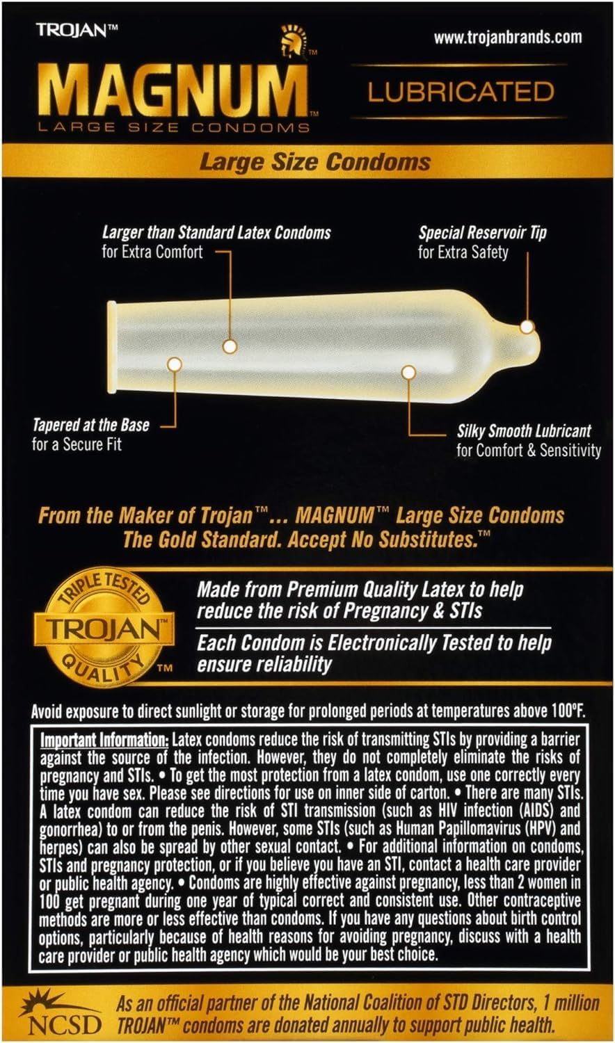 Trojan Magnum Xl Lubricated Condoms, 2 Boxes (12 Condoms)