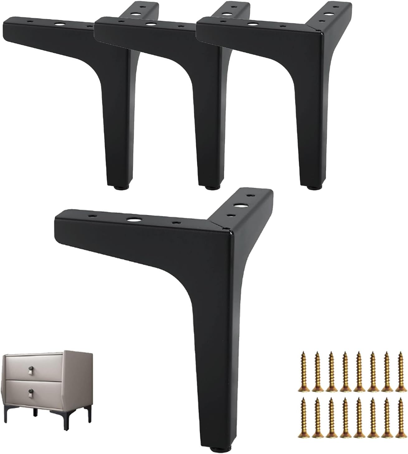 4 Inch Furniture Legs Modern Metal Cabinet Legs Set of 4, Furniture Feet Black Dresser Legs DIY Replacement Feet for Table Sofa Nightstand Chair Couch Ottoman Cabinet