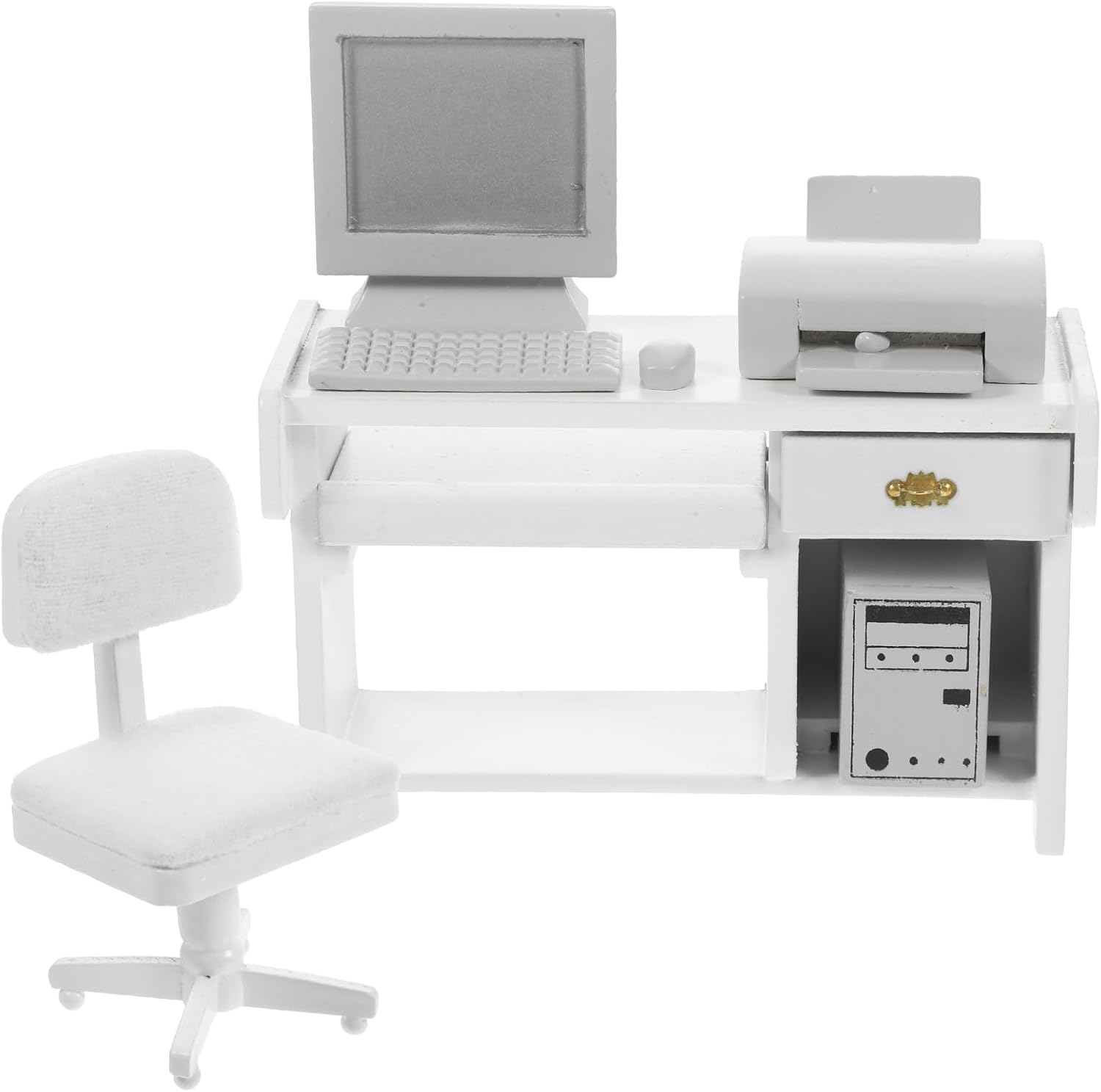ERINGOGO 1 Set Office Scene Props Dollhouse Mini Laptop Mini Computer Model Dollhouse Office Desk Miniature Computer Desk Dollhouse Miniature Computer Wood Child Furniture White Thing