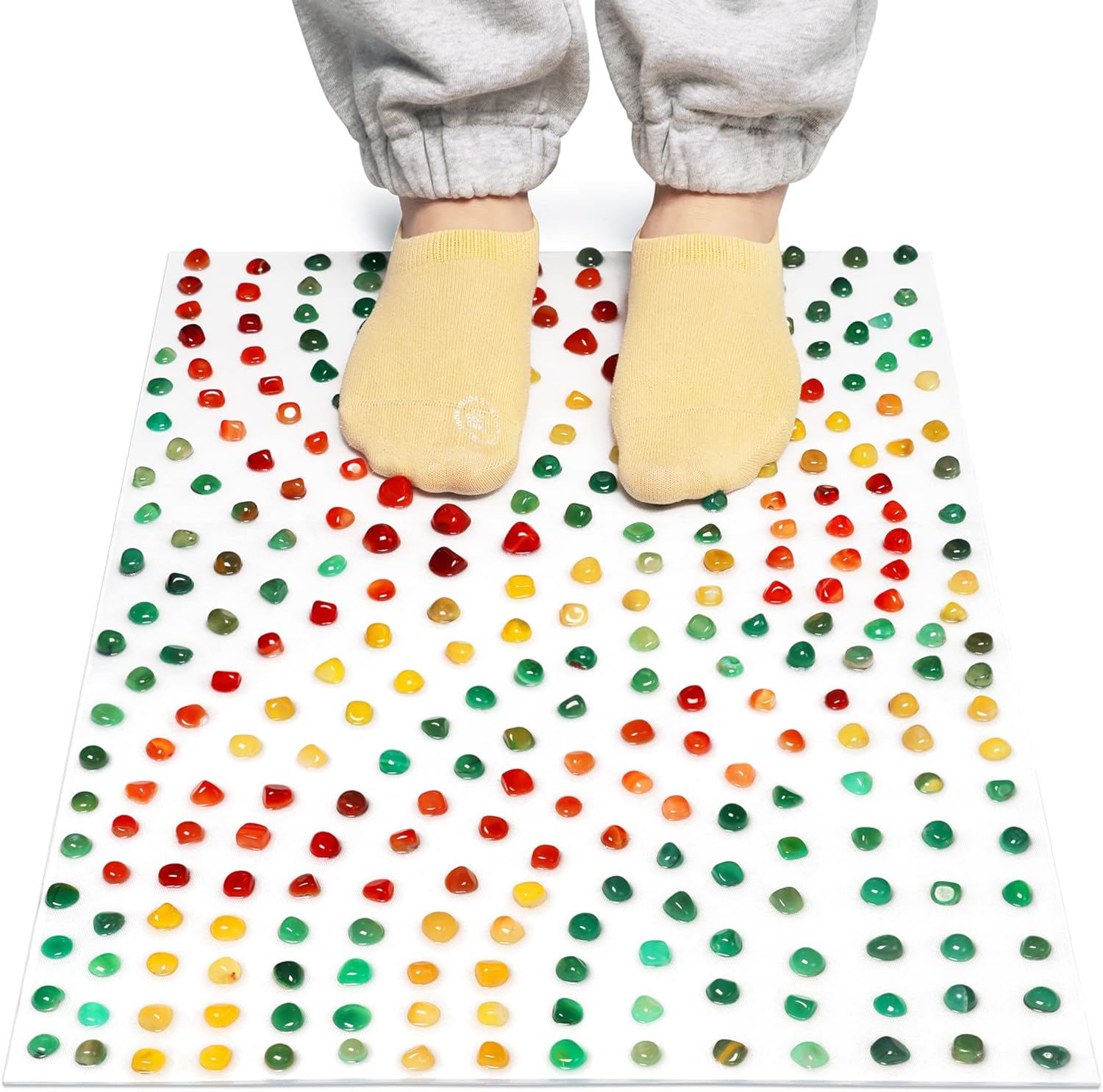 BYRIVER Rock Stone Foot Massage Mat Rug, Acupressure Reflexology Acupuncture Mat, Stress Anxiety Pain Relief Foot Massager, Improve Blood Circulation, Gift for Men Women Mom Dad 15.7