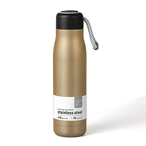 Water Bottles with Portable Lid, BPA Free, Hydro Insulated Thermal Flask for Hot or Cold Drinks 350ml Stainless Steel Metal Reusable Water Bottle for Kids, Adults, Midnight Black