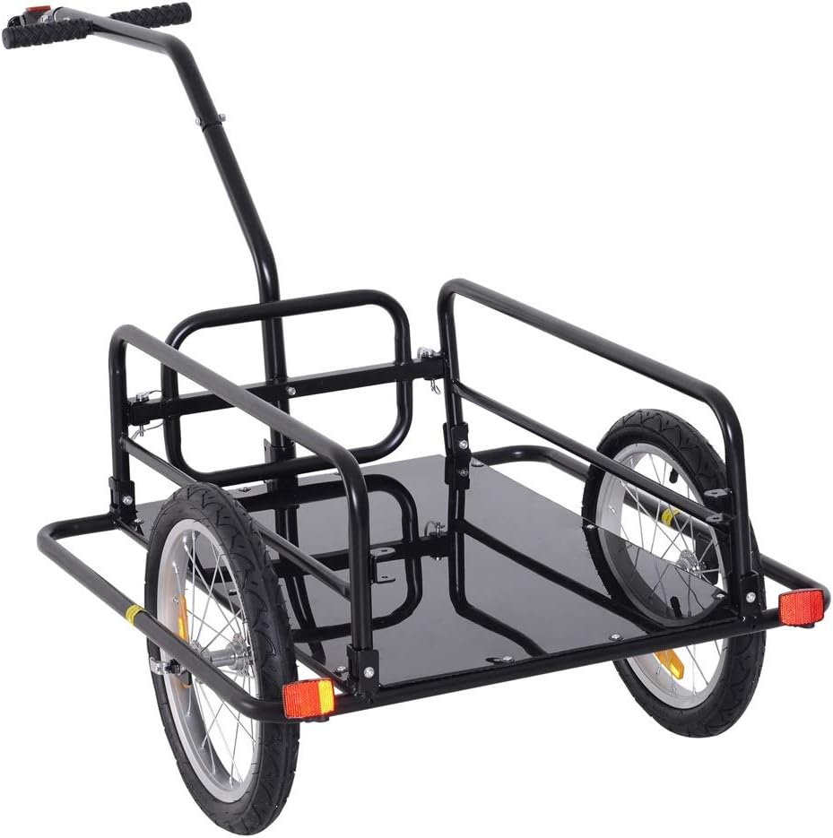 Folding Bike Cargo Trailer Cart with Seat Post Hitch - Black