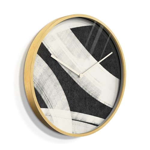 SIGNLEADER 24 Inches Round Wooden Wall Clock Silent Battery Operated, Home Decorative Large Wall Clock, Bright Sun Clock Wall Art Decor for Living Room Kitchen Bedroom Office Classroom