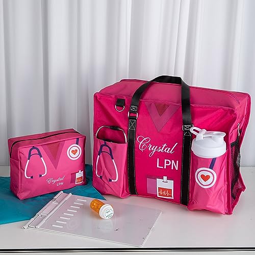 Nurse Tote Bag with Personalized Name Occupation Role Canvas Zipper Nurse Bag with Pocket Custom LPN RN Tote Bag