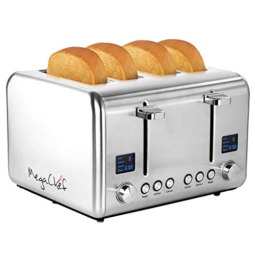 Megachef 4 Slice Toaster in Stainless Steel Red